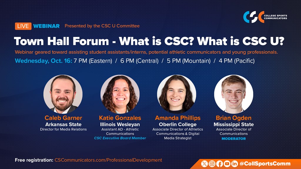 Free Live Webinar presented by the CSC U Committee: Town Hall: What is CSC? What is CSC U?  — Oct. 16 at 7 PM (ET)